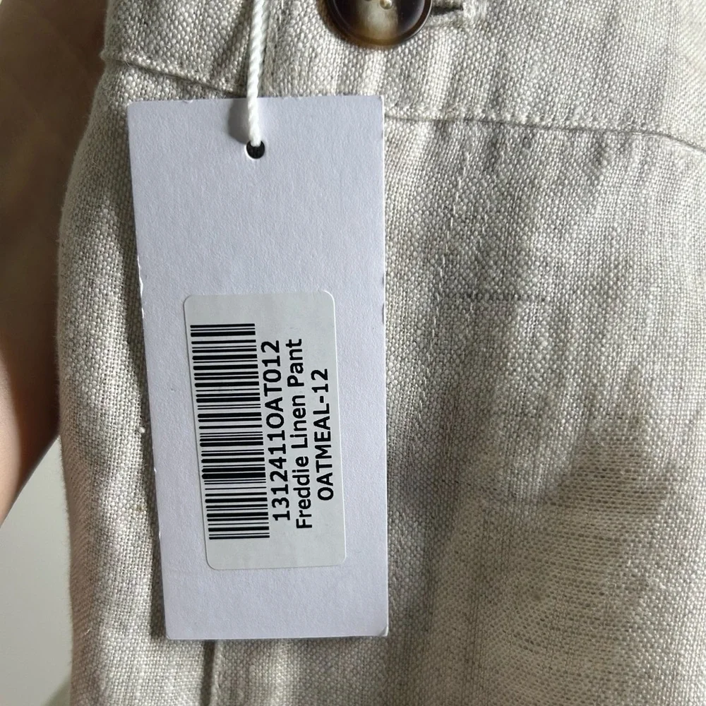 NWT NEW Reformation 100% Linen Freddie Straight Leg Trouser Pant in Oatmeal